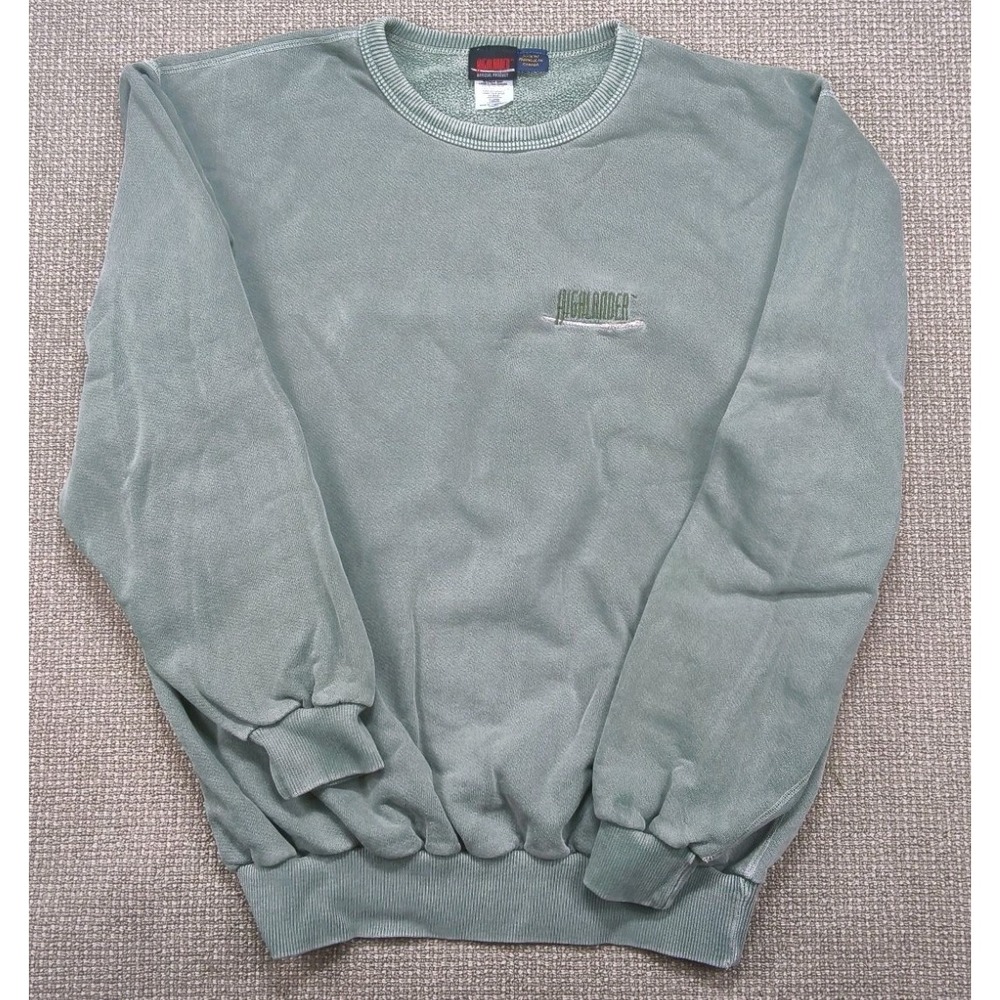 Vintage 90s Highlander Sage Green Crewneck Sweatshirt Embroidered Mens XL Canada